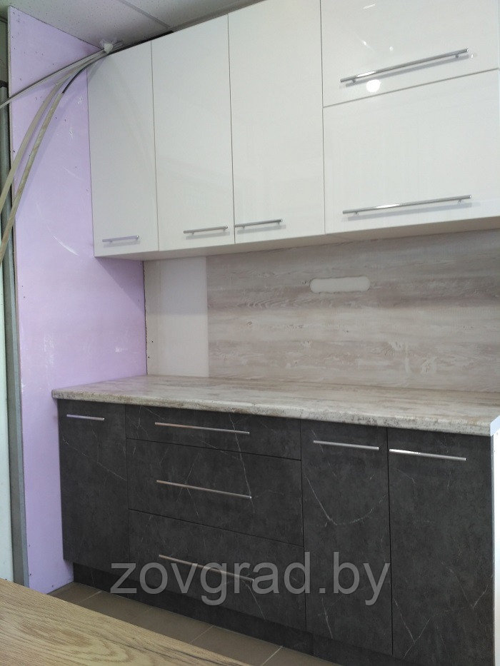 Прямая черно-белая кухня на 160 см - фото 5 - id-p204494353
