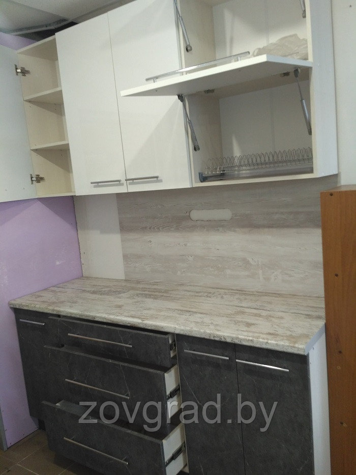 Прямая черно-белая кухня на 160 см - фото 3 - id-p204494353