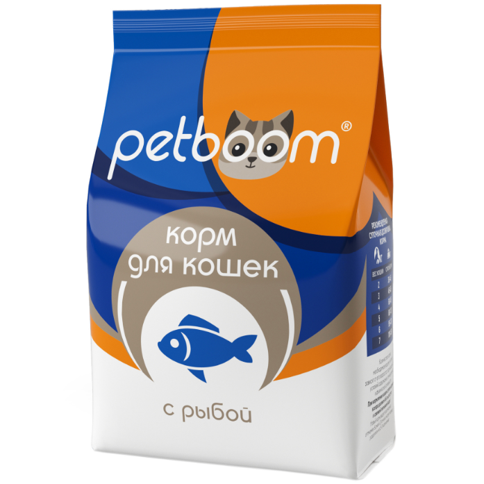 «Petboom» Корм сухой для взрослых кошек с рыбой . Фасовка: 0,4 кг