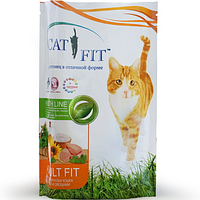 «CAT FIT» корм сухой для взрослых кошек (с птицей и овощами) . Фасовка: 0,4 кг