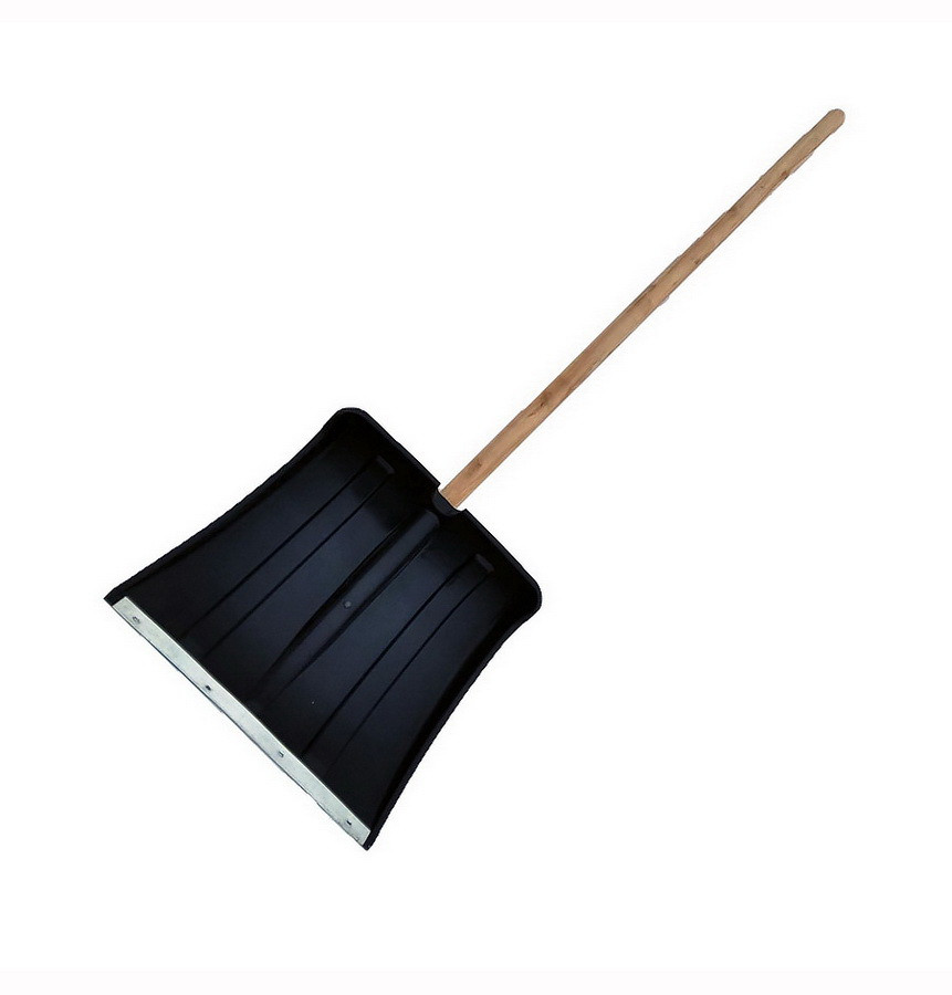 Лопата снегоуборочная пластмассовая, с накладкой, деревянный черенок, 385 х 380 мм - 69-0-429 //РемоКолор