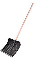 REMOCOLOR Лопата снегоуборочная, пластиковая,с алюминиевой планкой, деревянный черенок, 400х420мм - 69-0-443