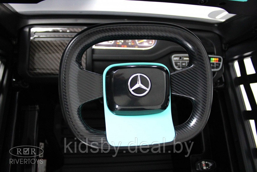 Детский электромобиль RiverToys Mercedes-Benz Axor с прицепом H777HH (голубой) Лицензия с пультом - фото 6 - id-p202176831