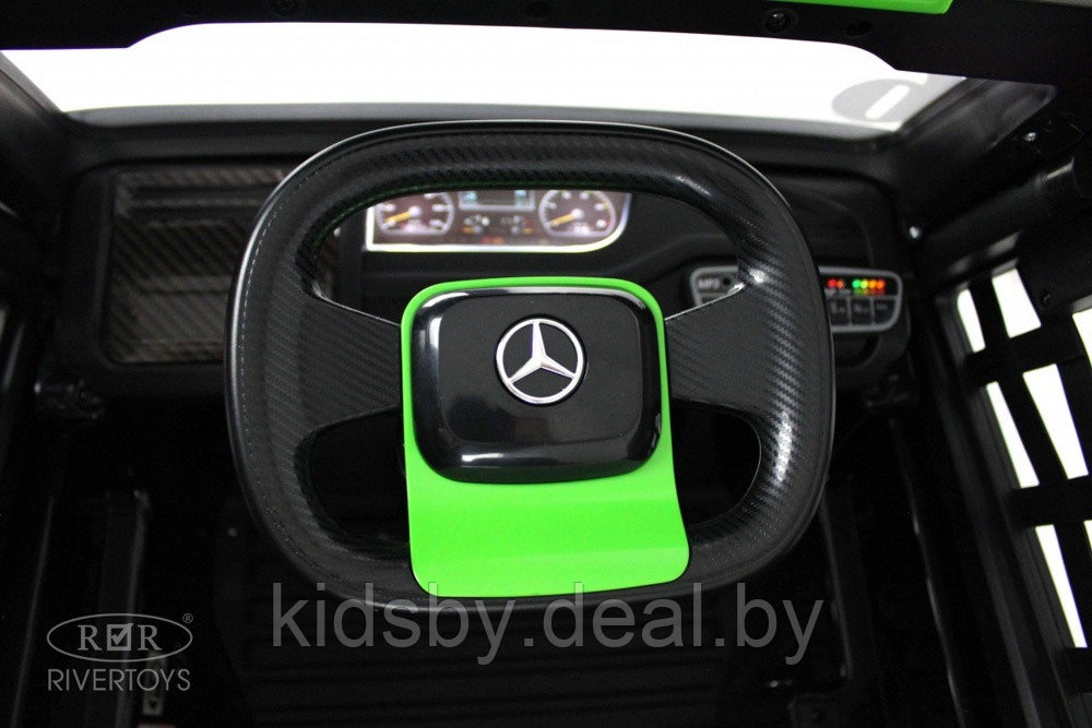 Детский электромобиль RiverToys Mercedes-Benz Axor с прицепом H777HH (зеленый) Лицензия с пультом - фото 5 - id-p202176833