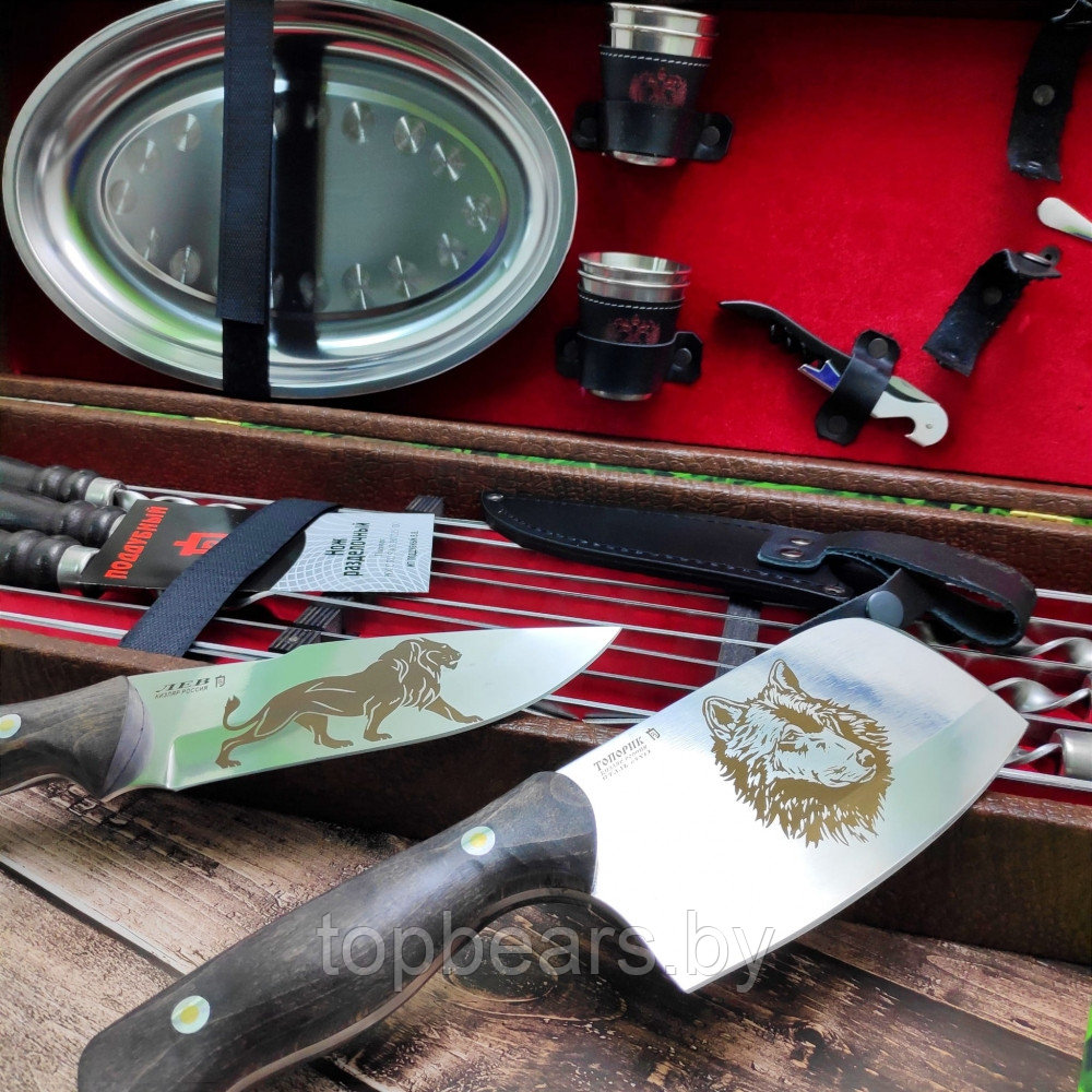 Набор для шашлыка и гриля в чемодане Кизляр «Царский №8» 16 предметов Black Бизон - фото 2 - id-p204511185