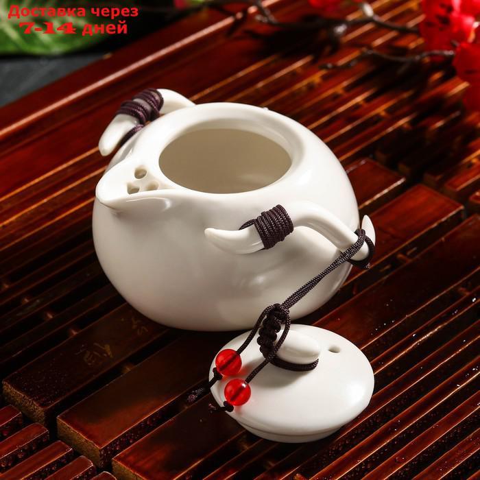 Набор для чайной церемонии "Тясицу", 8 предметов: чайник 120 мл, 4 чашки 50 мл, щипцы, салфеточка, подставка - фото 4 - id-p204475053