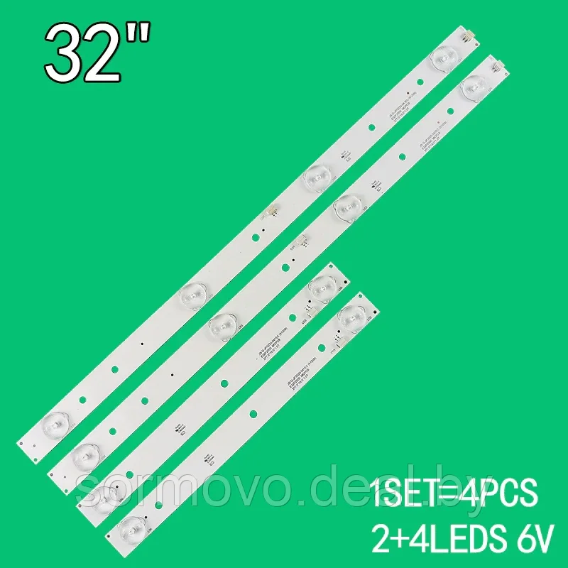 4LED/JS-D-JP3220- 021EC(51209)E32F2000/377 ×18×1 4+2-.0MM/3030-6V/CK32F2D.Для 32-дюймового ЖК-телевизора akai - фото 2 - id-p204523019