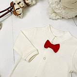 Комбинезон-боди для новорожденных детей Bebika, натуральный хлопок (13/18-13) Белый с красной бабочкой, рост, фото 5