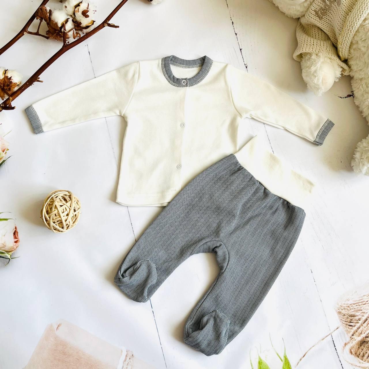 Комплект одежды из 2 предметов для новорожденного (кофточка, ползунки) Bebika, натуральный хлопок (15/19-01) - фото 2 - id-p204530696
