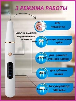 Ультразвуковой портативный скалер Electric Teeth Cleaner with LED Screen для отбеливания зубов и удаления - фото 8 - id-p204531060