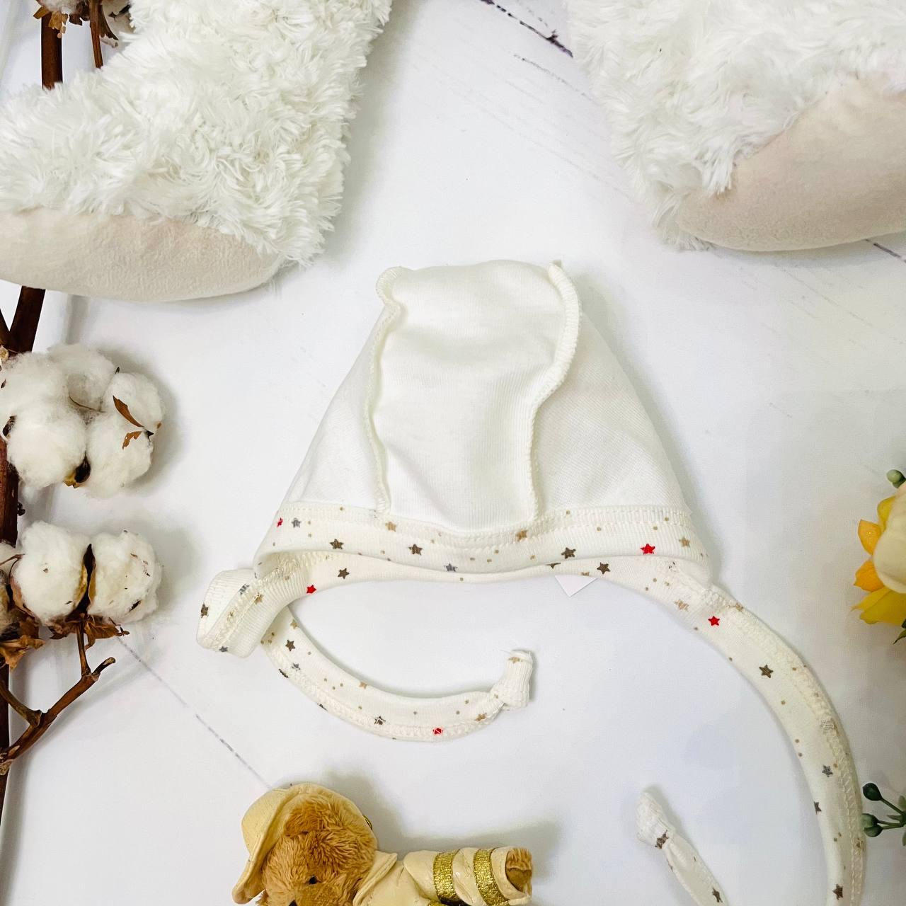 Чепчик из натурального хлопка для новорожденного Bebika (20/4-4) Белая, р. 40 см. - фото 2 - id-p204530770