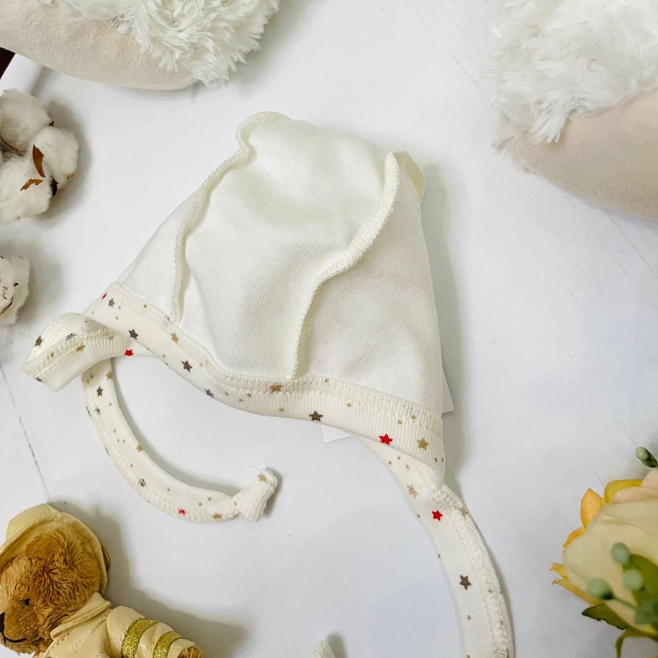 Чепчик из натурального хлопка для новорожденного Bebika (20/4-4) Белая, р. 40 см. - фото 3 - id-p204530770