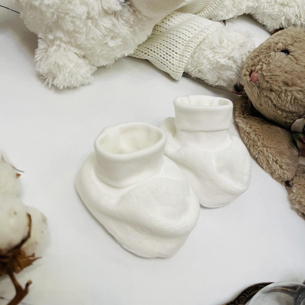 Пинетки для новорожденного Bebika, состав: 80% натуральный хлопок, 20% полиэстер (20/2-2) Белые - фото 5 - id-p204530794