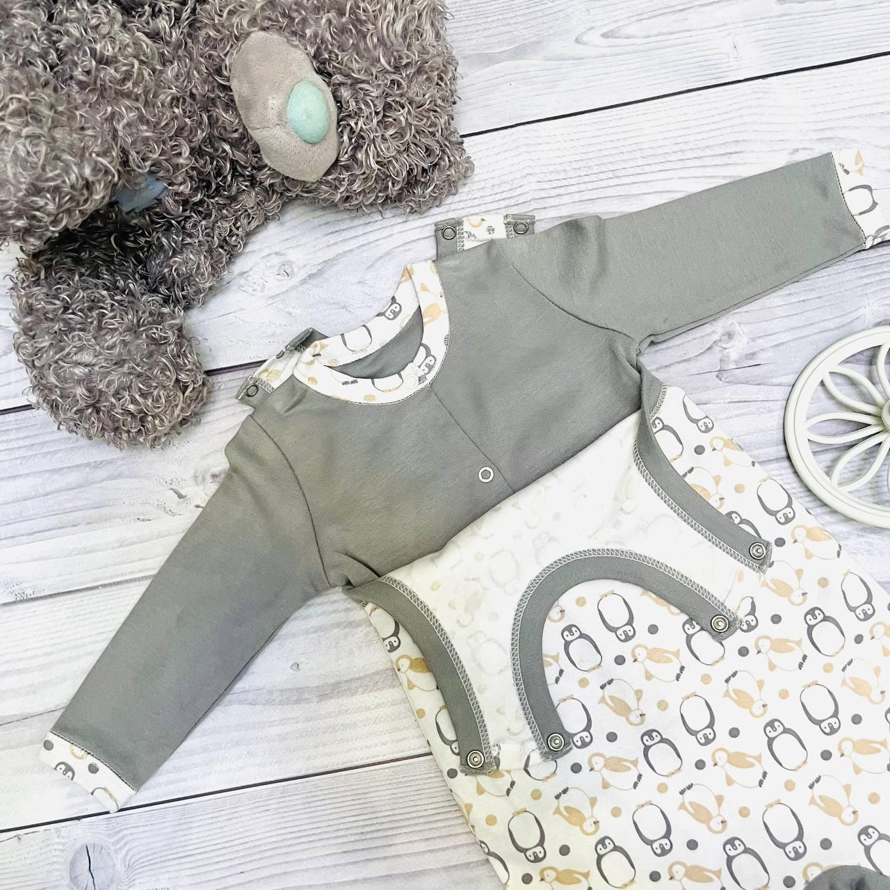 Комплект одежды из 2 предметов для новорожденного (кофточка, полукомбинезон) Bebika, натуральный хлопок - фото 7 - id-p204531299