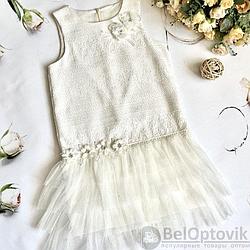 Платье нарядное для девочки Bebika (17/30-9), верх: 100% полиэстер, подкладка: 100% натуральный хлопок Белое,