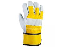 Перчатки спилковые комбинированные, XL, серый/желтый, Jeta Safety (кожа класса АВ)