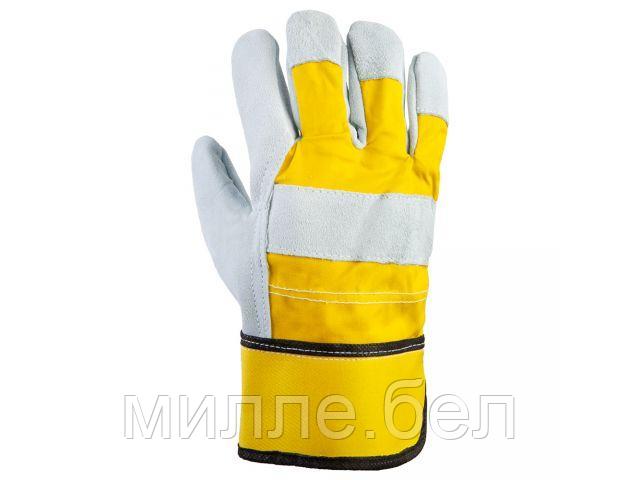 Перчатки спилковые комбинированные, XL, серый/желтый, Jeta Safety (кожа класса АВ) - фото 1 - id-p204531111