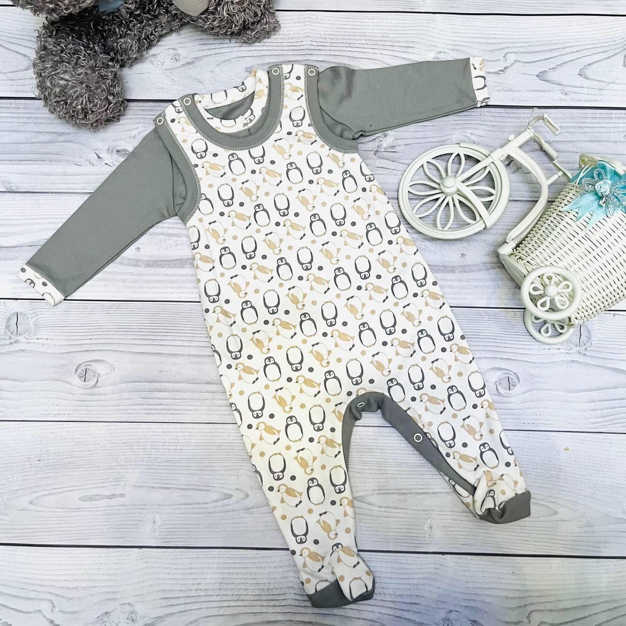 Комплект одежды из 2 предметов для новорожденного (кофточка, полукомбинезон) Bebika, натуральный хлопок - фото 3 - id-p204531708