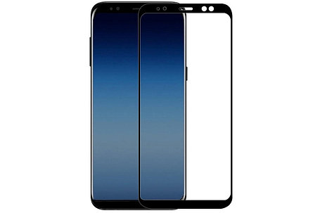 Защитное стекло для Samsung Galaxy A6+ 2018 с полной проклейкой (Full Screen), черное, фото 2