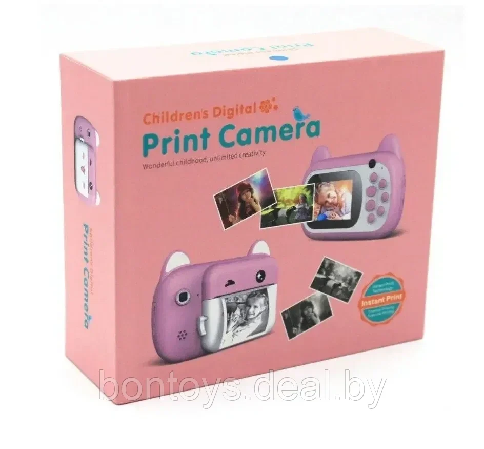 Цифровой фотоаппарат моментальной печати Print Camera (мгновенная печать), детский фотоаппарат