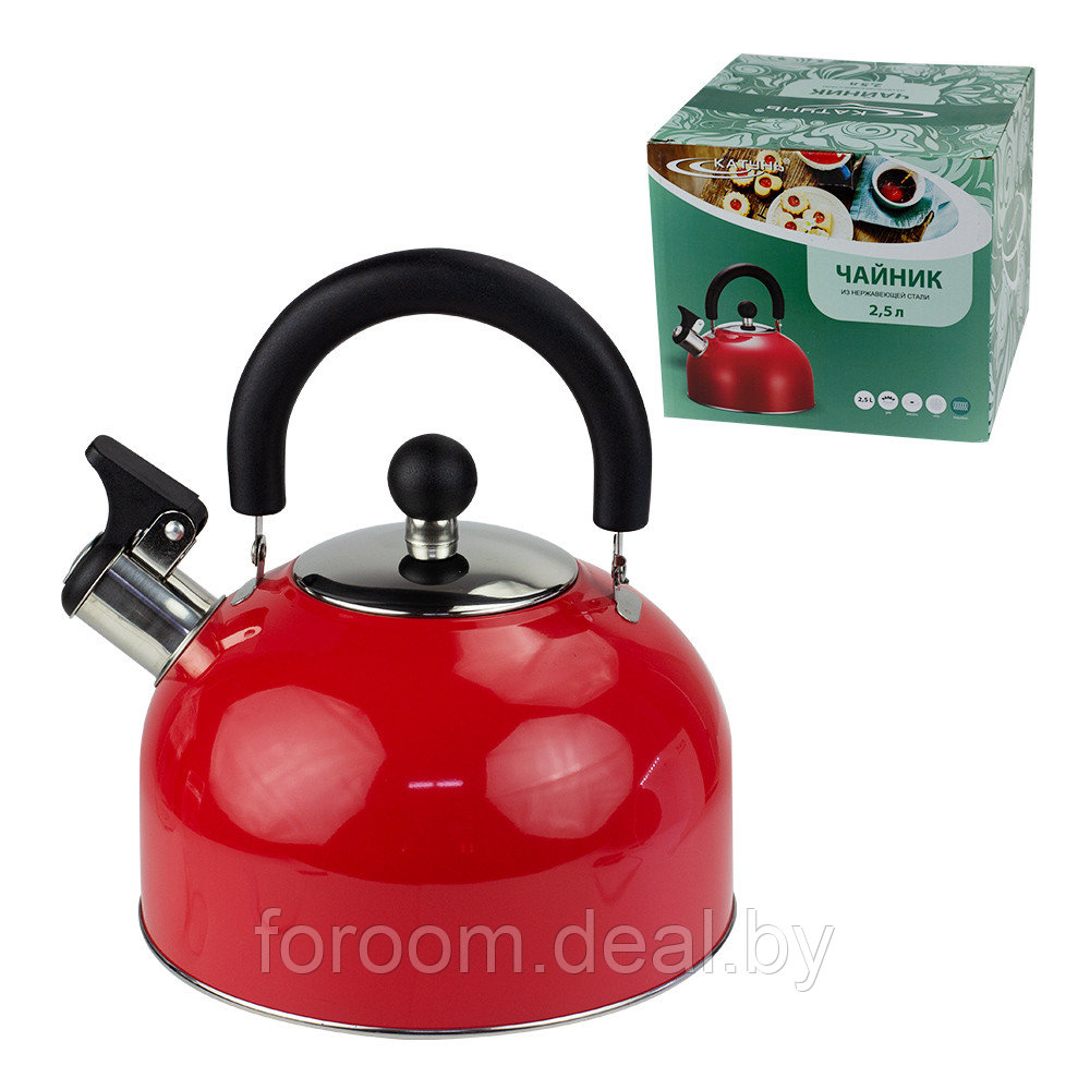 Чайник 2,5л со свистком, красный Катунь КТ-105К - фото 1 - id-p190300101