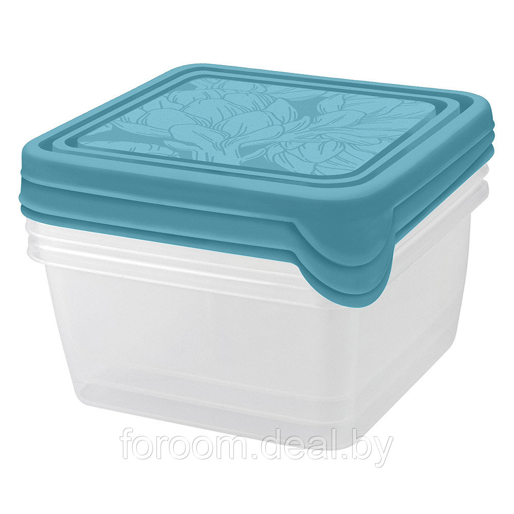 Набор контейнеров 450мл (3шт.), для продуктов, квадратные, голубой океан Plastic Republic Helsinki Artichoke - фото 1 - id-p195649001