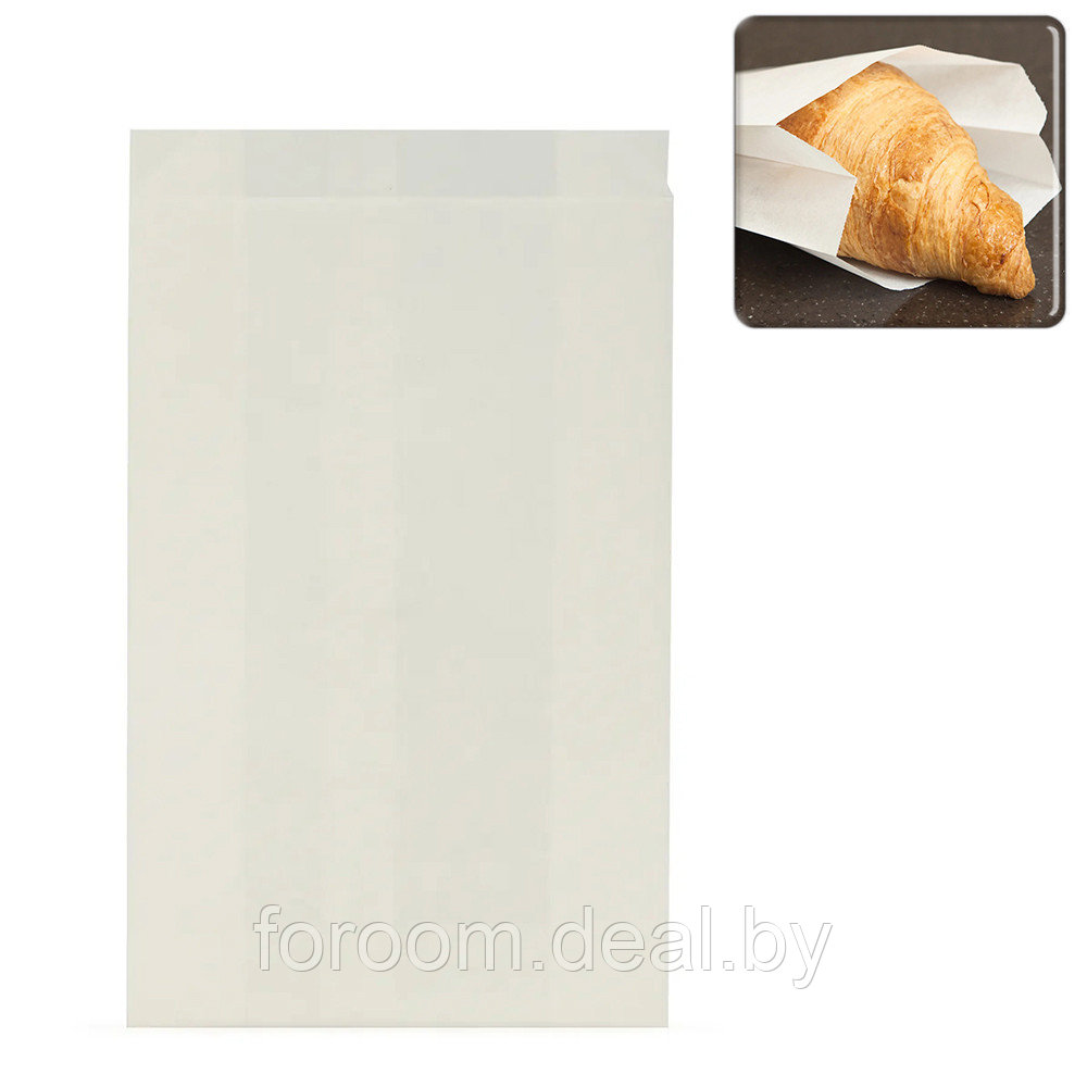 Пакеты бумажные 25х14x(h)6см жиростойкие, белые (100шт) Aviora 108-006 - фото 1 - id-p200059873
