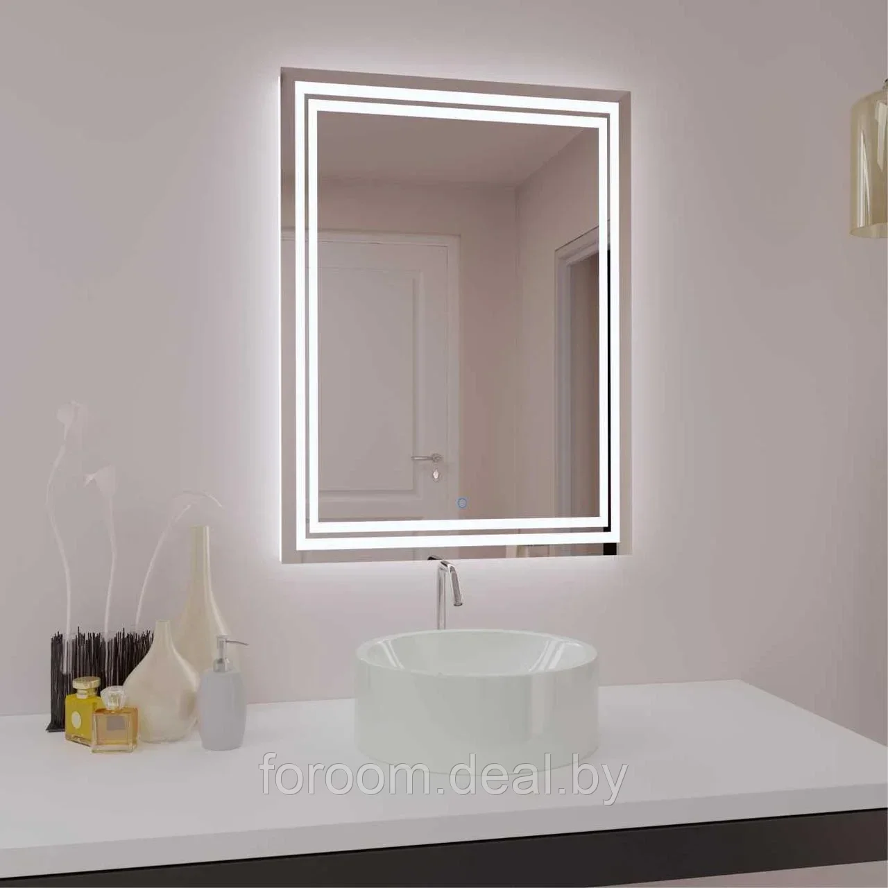 Зеркало с LED подсветкой Милания Титан 900*600 - фото 3 - id-p183068474