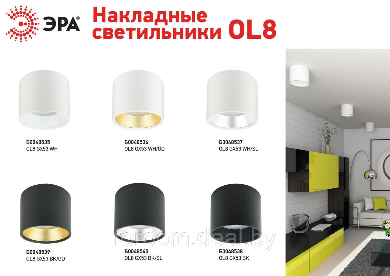 Потолочный светильник ЭРА OL8 GX53 WH, 100*95*105, накл. под лампу Gx53, алюминий, белый+хром 1/40 - фото 5 - id-p198458550