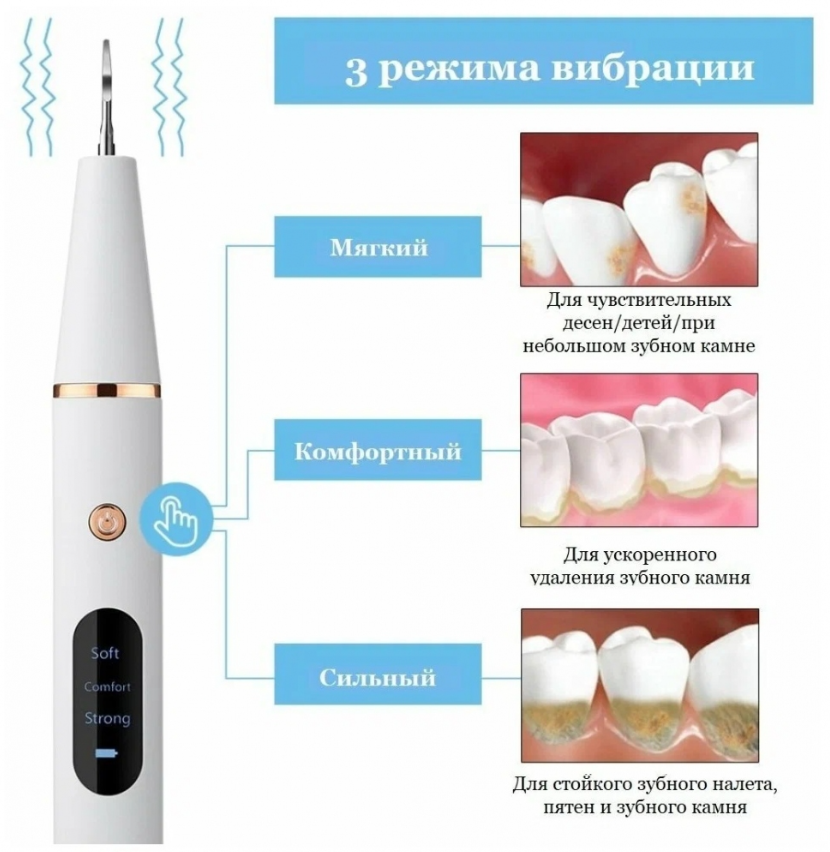 Ультразвуковой портативный скалер Electric Teeth Cleaner with LED Screen для отбеливания зубов - фото 2 - id-p204562634