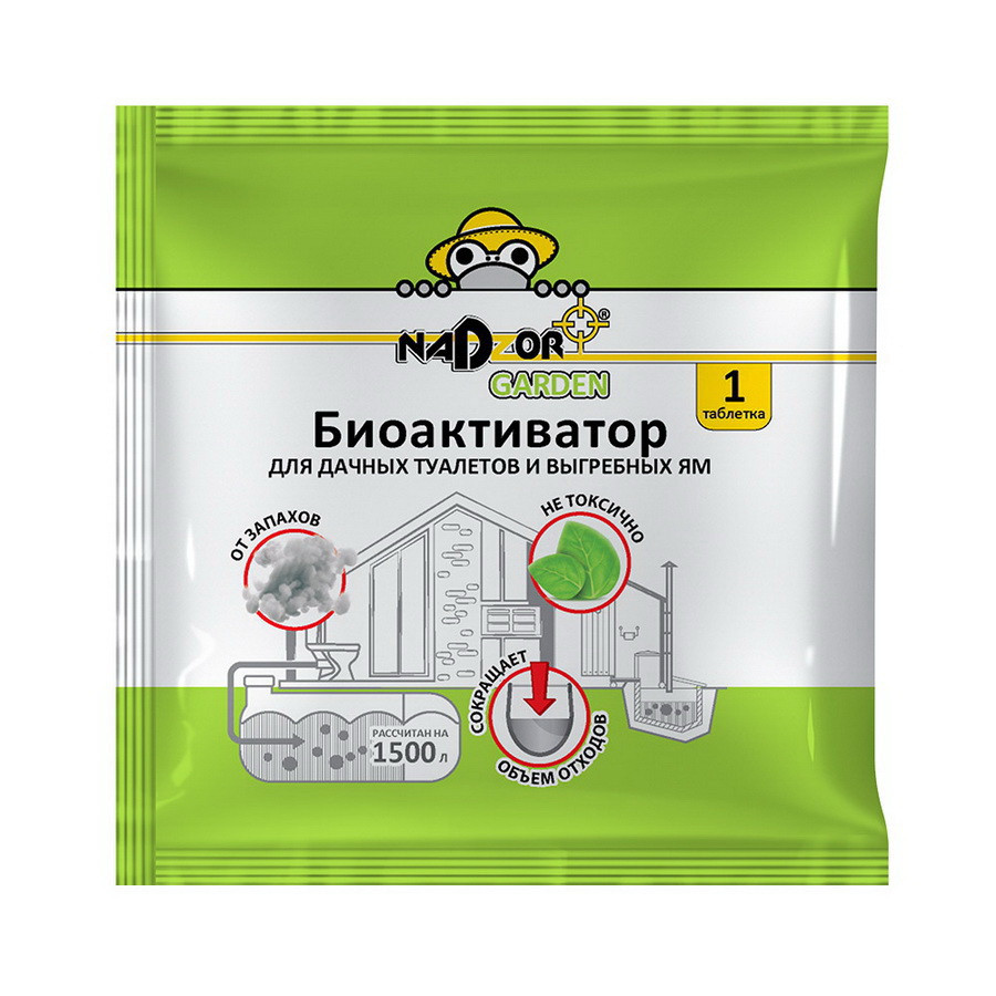 NADZOR Биоактиватор для дачных туалетов и септиков, 5 гр., таблетка, универсальный - i_BIOWC5