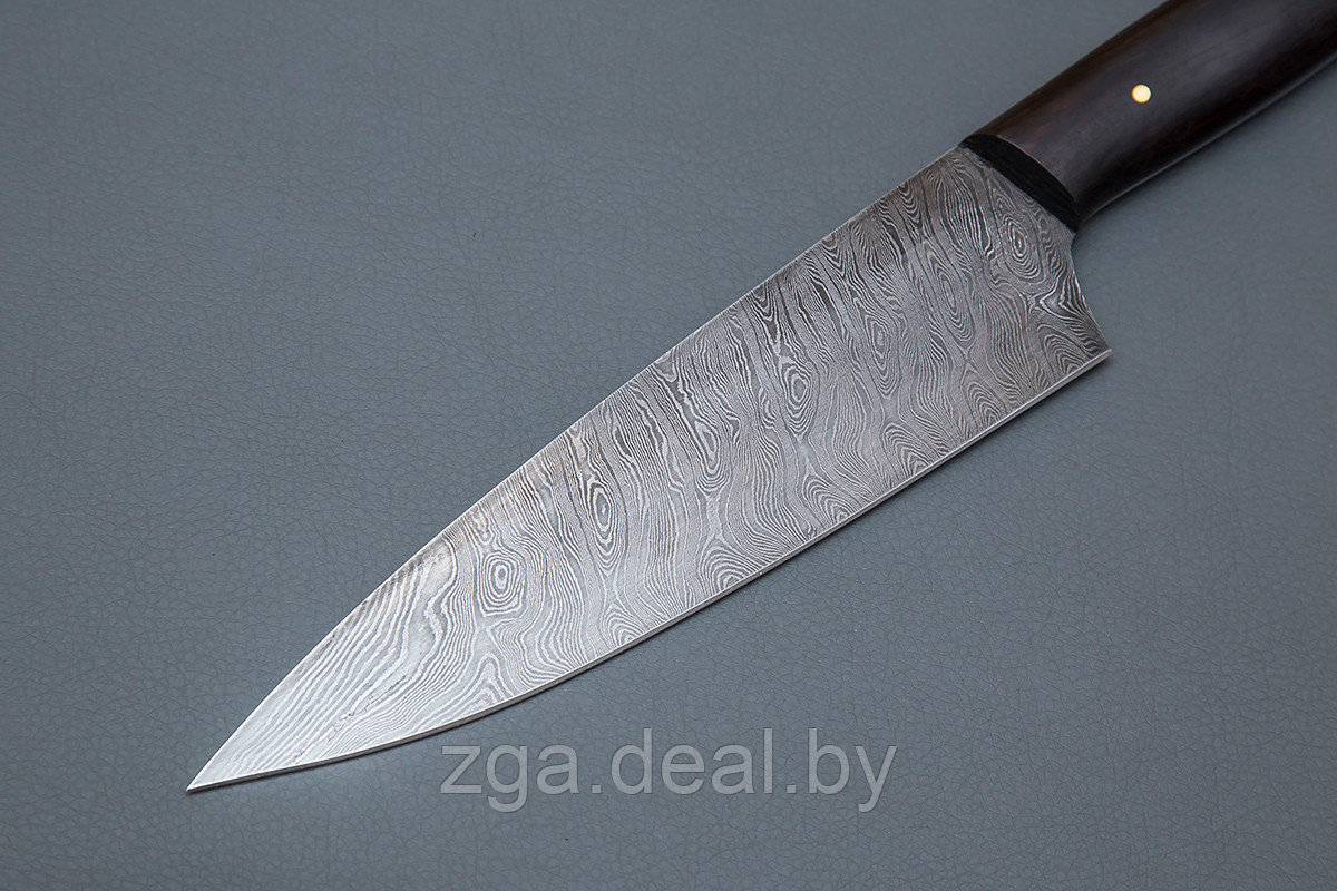 Нож Шеф-повар средний .Ножи кухонные из дам. стали (черное дерево). - фото 2 - id-p204571031