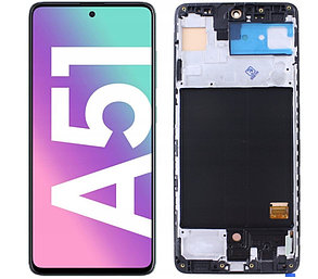 Дисплей (экран) для Samsung Galaxy A51 (A515) в раме с тачскрином (AMOLED), черный, фото 2