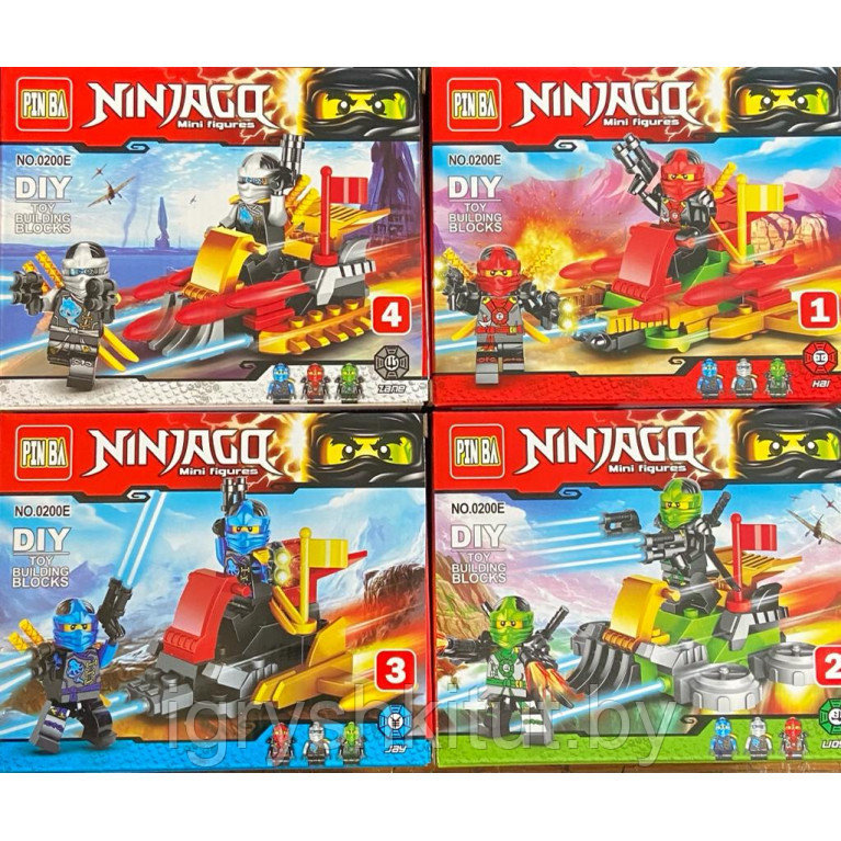 Конструктор Ninjago с фигуркой, транспортом и оружием, 4 вида - фото 2 - id-p204583404