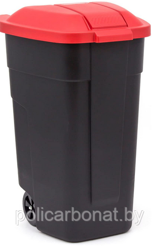 Контейнер для мусора на колёсах с цветной крышкой Segretation Bin 110L,чёрный/красный. - фото 3 - id-p107895945