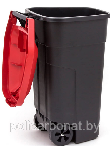 Контейнер для мусора на колёсах с цветной крышкой Segretation Bin 110L,чёрный/красный. - фото 5 - id-p107895945