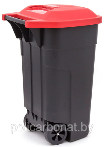 Контейнер для мусора на колёсах с цветной крышкой Segretation Bin 110L,чёрный/красный. - фото 6 - id-p107895945
