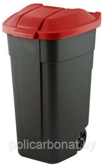 Контейнер для мусора на колёсах с цветной крышкой Segretation Bin 110L,чёрный/красный. - фото 9 - id-p107895945
