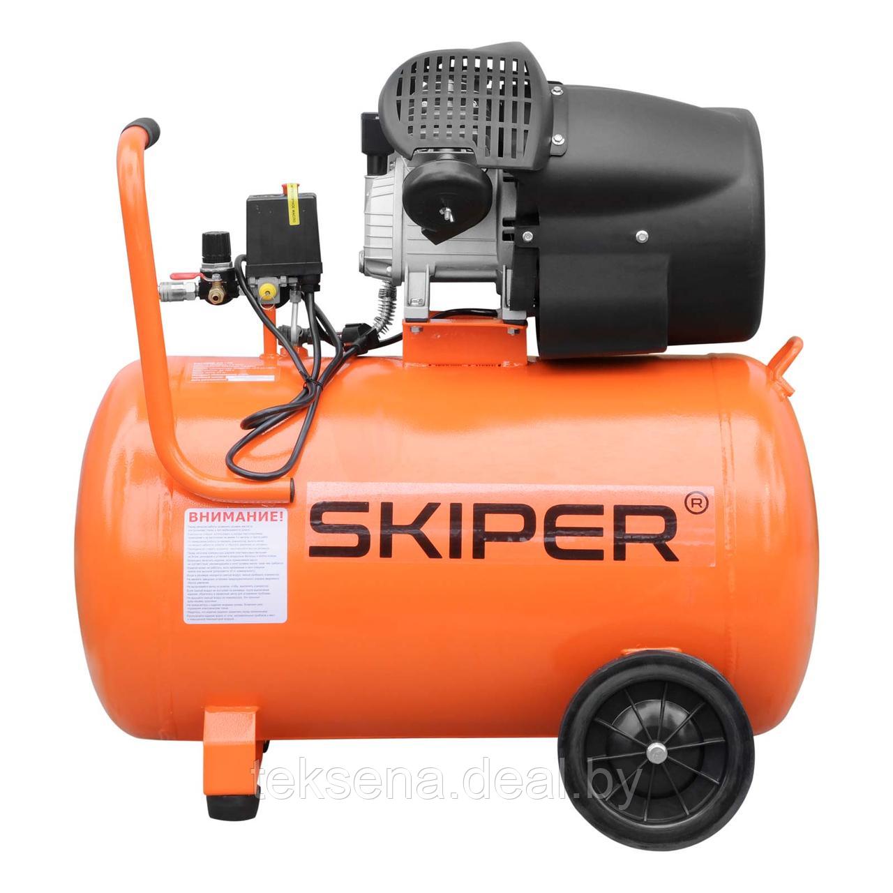 Воздушный компрессор SKIPER AR100V (до 440 л/мин, 8 атм, 100 л, 230 В, 2.2 кВт) - фото 2 - id-p203722363