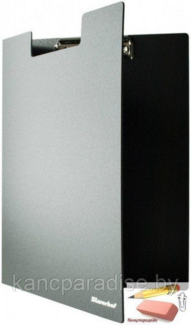 Папка-планшет с крышкой Silwerhof, А4, пластиковый, жесткий (полифом), черный, 1,8 мм., арт.ID1690931