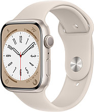 Умные часы Apple Watch Series 8 45 мм (алюминиевый корпус, звездный свет/звездный свет, спортивный силиконовый