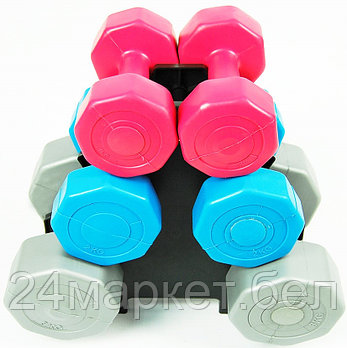 Гантельный ряд Atlas Sport Fitnes Composit 12 кг с подставкой (2x1кг+2x2кг+2x3кг), фото 2