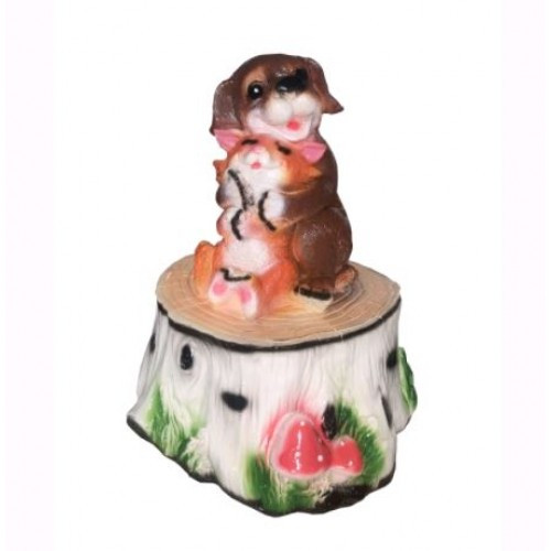 Фигура садовая собака с котенком на пне, 45х35см арт. сф-2033 - фото 1 - id-p204624358
