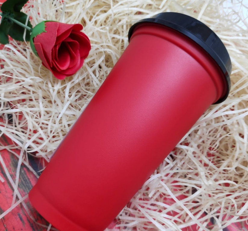 Стакан тамблер Wowbottles с кофейной крышкой для горячих и холодных напитков, 400 мл Красный - фото 4 - id-p196948938