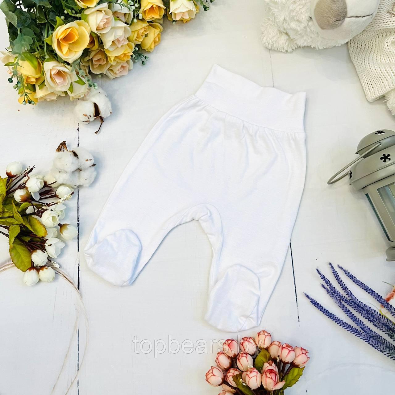 Ползунки из натурального хлопка для новорожденного Bebika (20/9-1) Белые, рост 62 см. - фото 1 - id-p204625722
