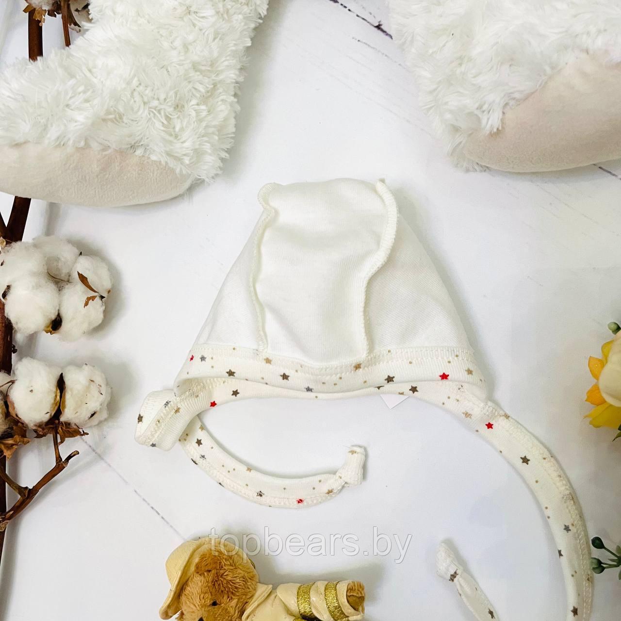 Чепчик из натурального хлопка для новорожденного Bebika (20/4-4) Белая, р. 40 см. - фото 2 - id-p204625730