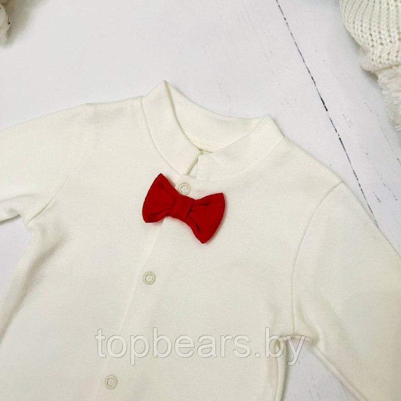 Комбинезон-боди для новорожденных детей Bebika, натуральный хлопок (13/18-13) Белый с красной бабочкой, рост - фото 3 - id-p204625661