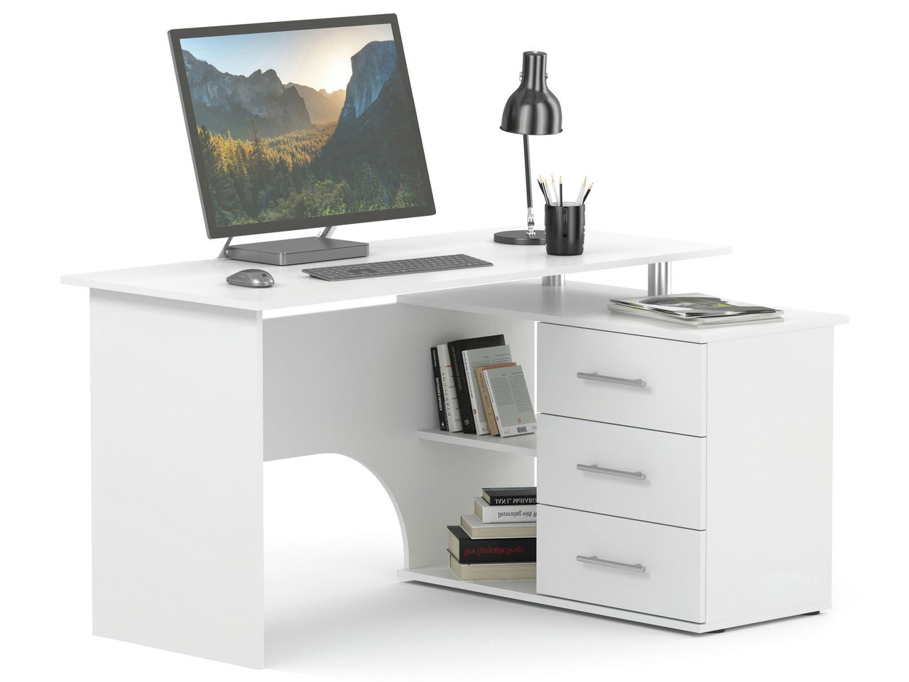 Компьютерный стол КСТ-09 правый (Белый) Сокол - фото 1 - id-p204630052