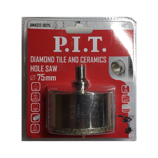 Коронка алмазная по керамике P.I.T. 75x70 мм - фото 1 - id-p204629459