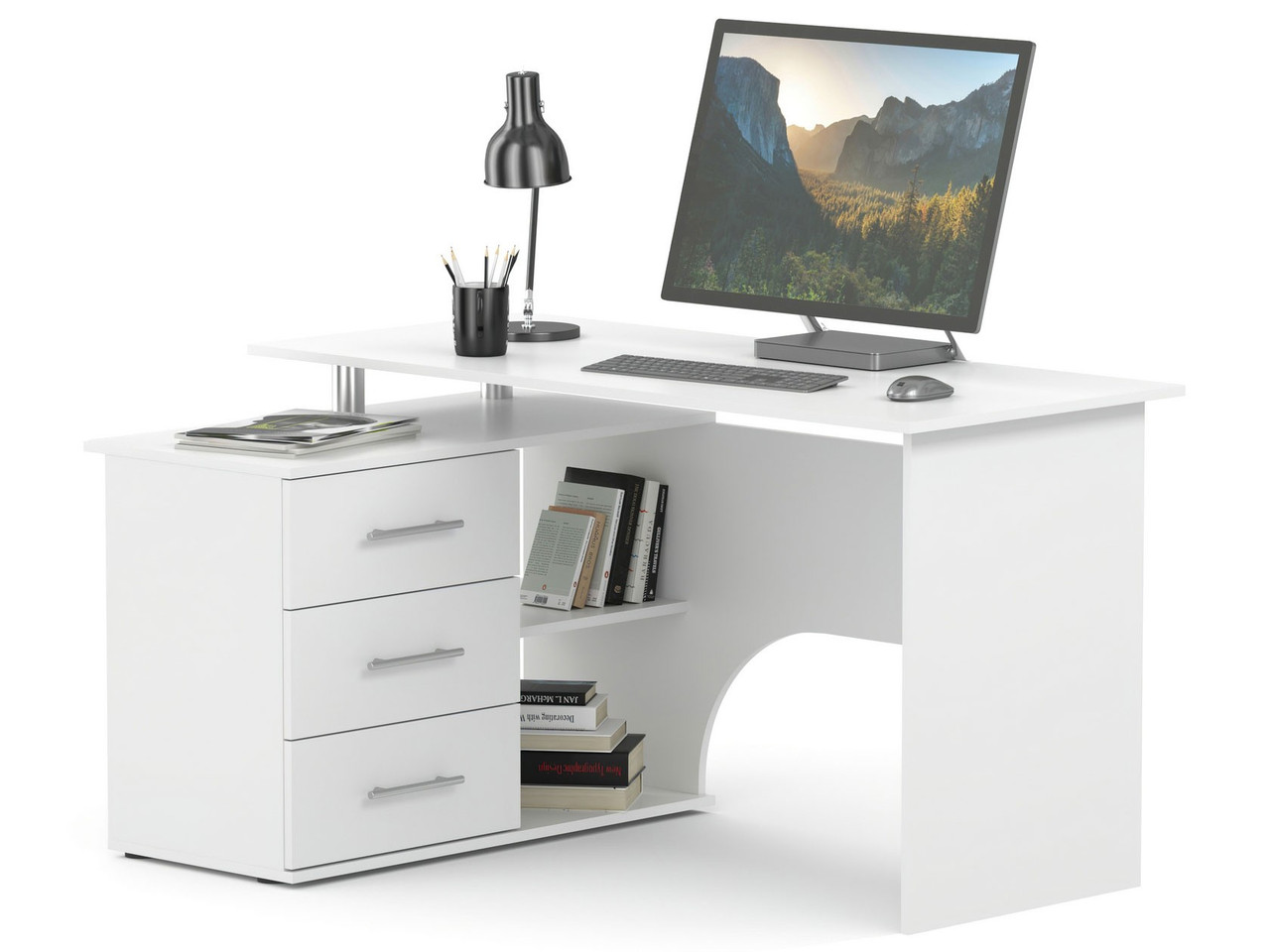 Компьютерный стол КСТ-09 левый (Белый) Сокол - фото 1 - id-p204630055